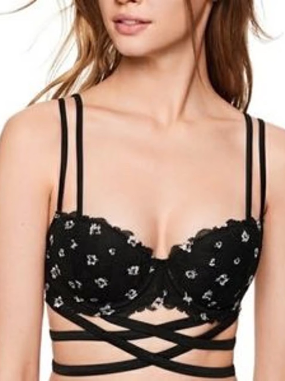 Victoria's Secret PINK 34DD Date Push Up Bra Sexy Strappy Wrap EUC